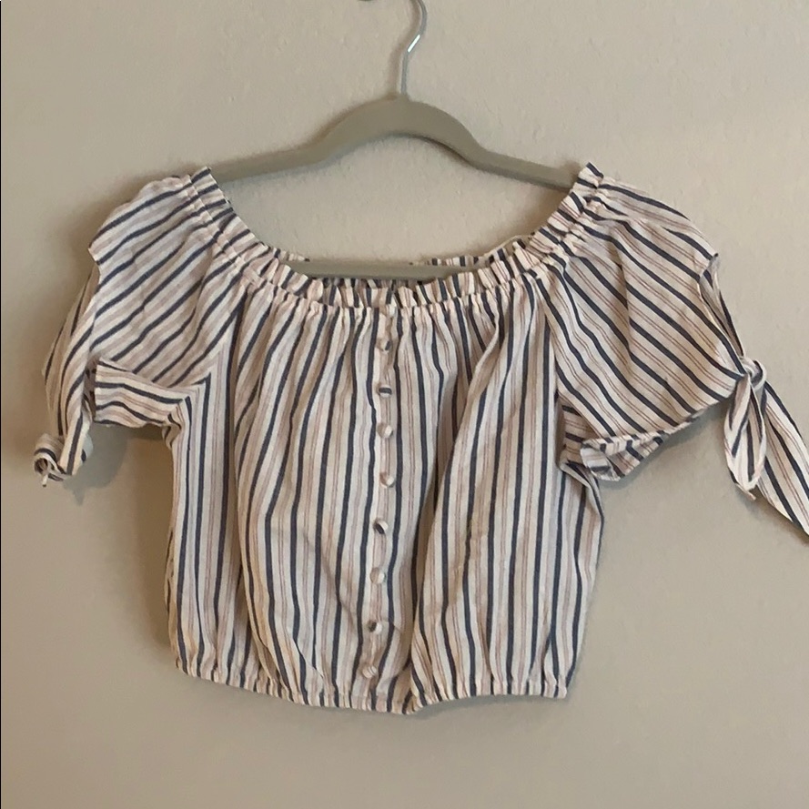 Striped Crop Top- Off The Shoulder. Barely Worn.